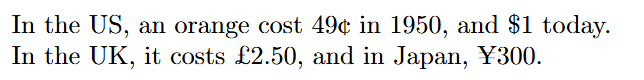 LaTeX sample: currencyformats